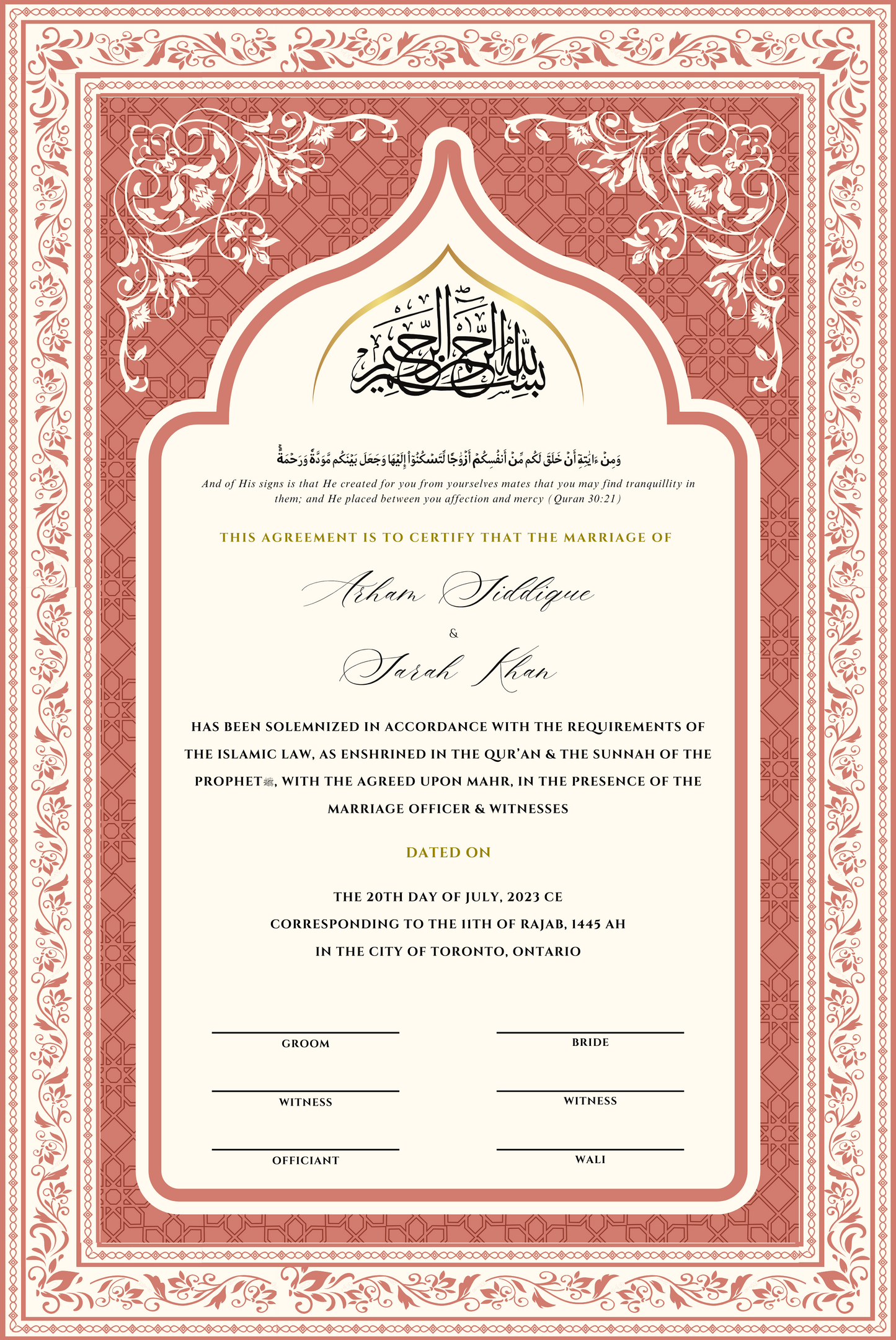 Coral Classic Nikkahnama