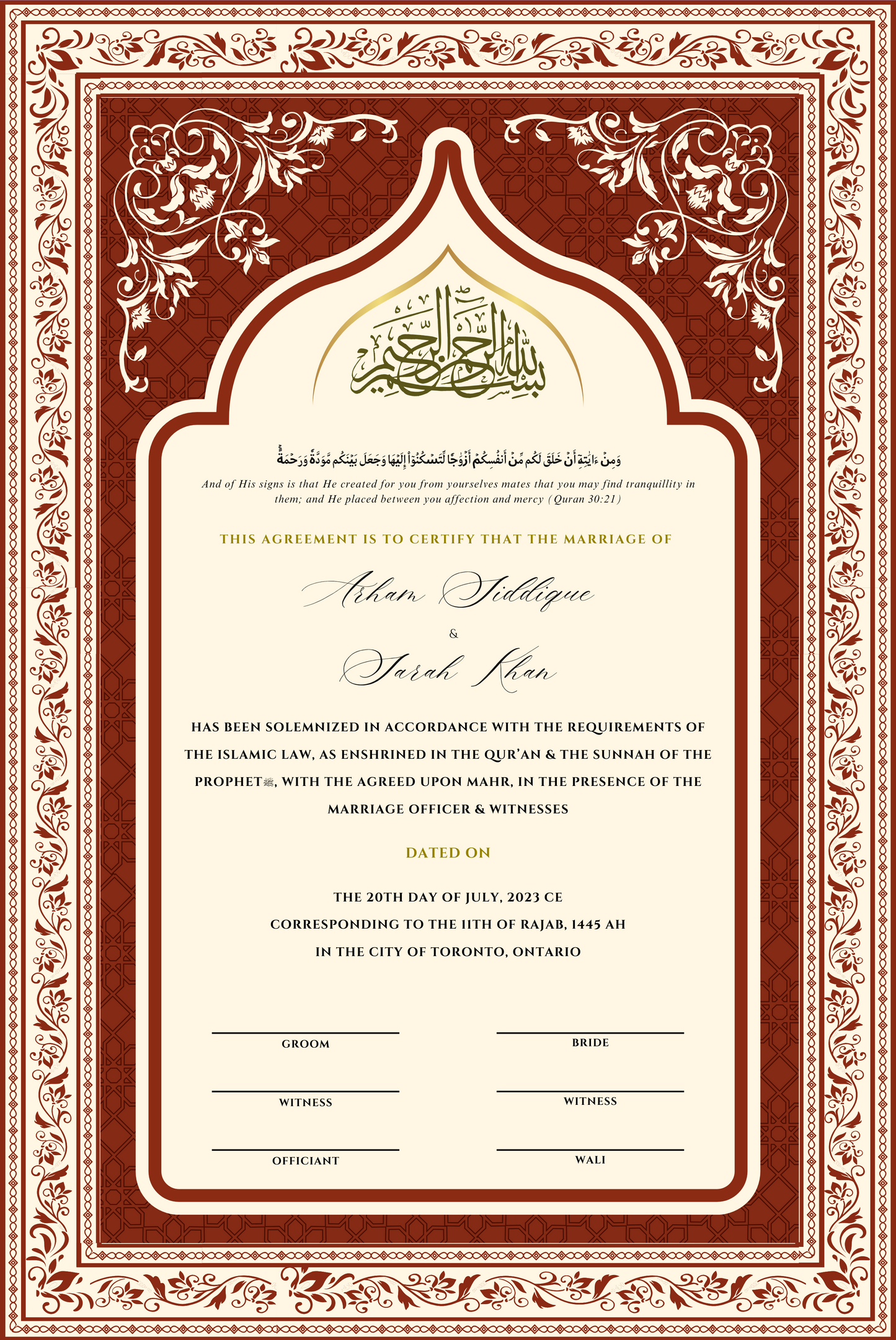 Maroon Classic Nikkahnama