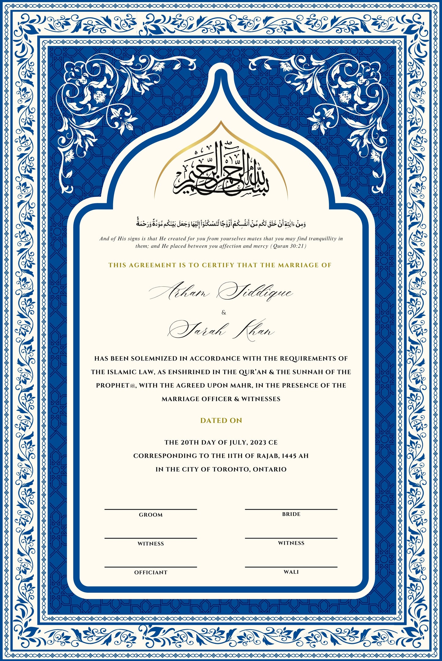 Navy Blue Classic Nikkahnama