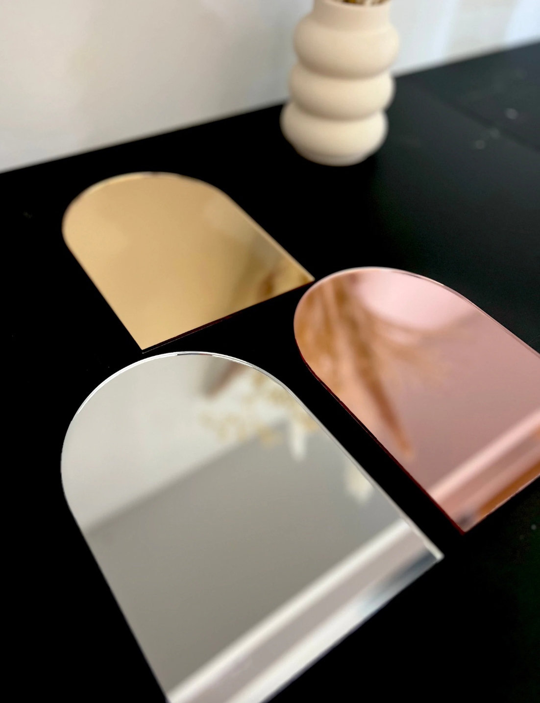 Rose Gold Mirror Acrylic Arch Welcome Sign