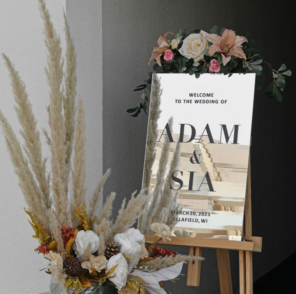 Silver Mirror Acrylic Welcome Sign