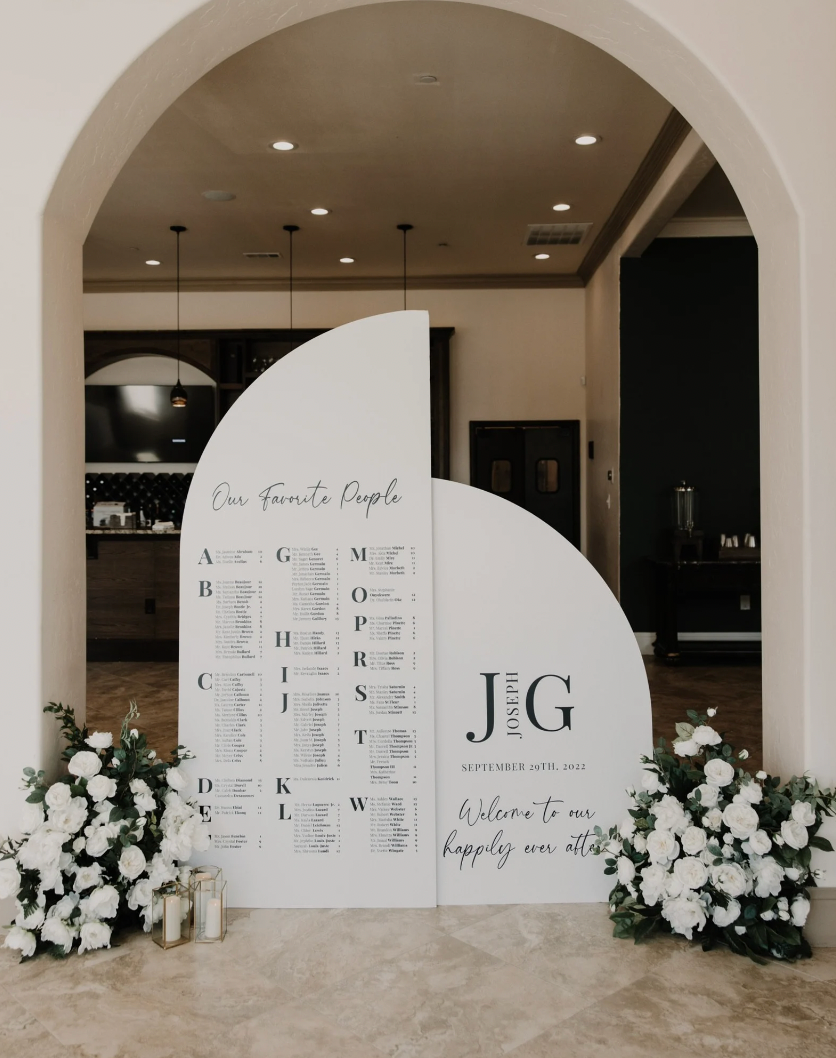 Arch Wedding Welcome Sign + Seating Chart - LARGE – Custom Boards Toronto