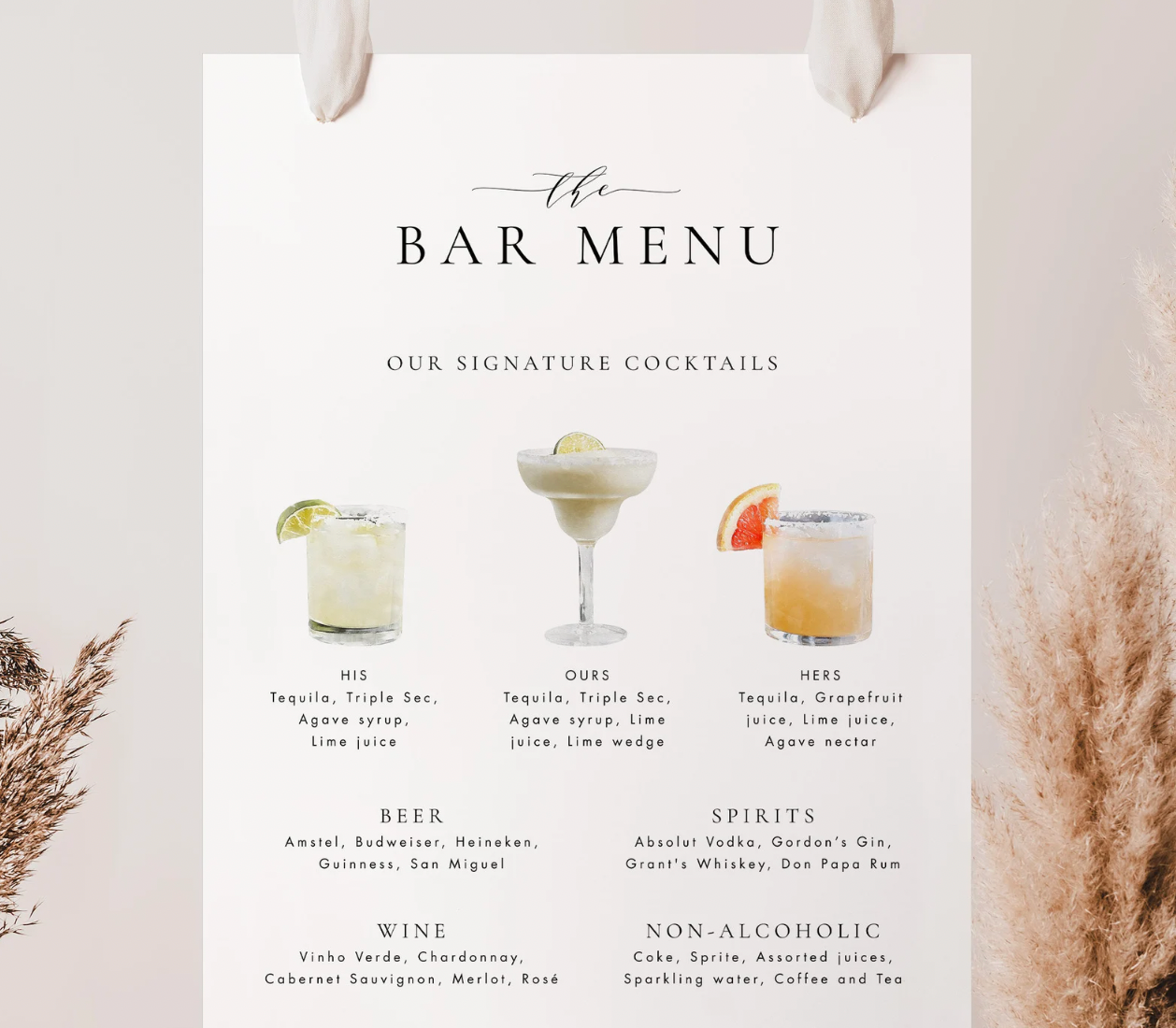 Drinks / Bar Menu – Custom Boards Toronto