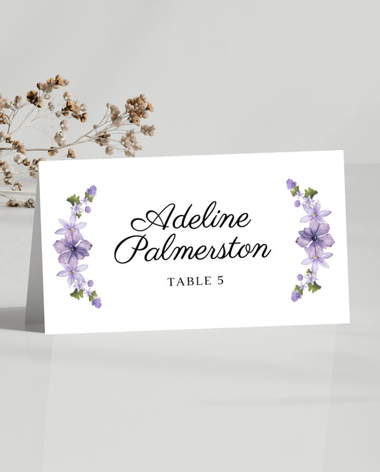 Purple Floral Place Card