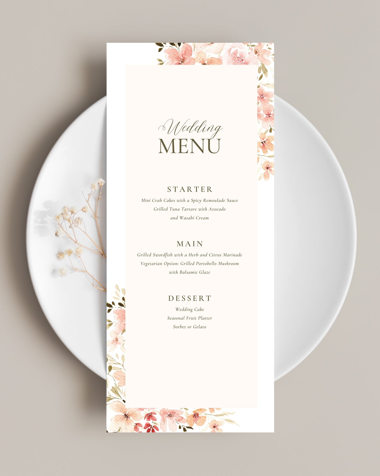 Floral Border Menu Cards