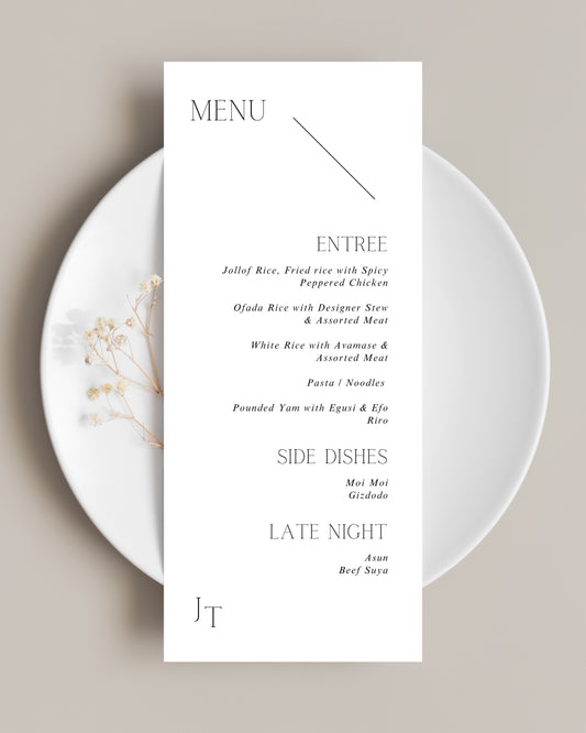 Minimal Menu Cards