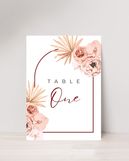 Peach Floral Arch Table Numbers