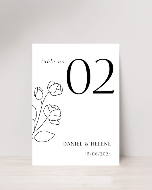 Flower Sketch Table Numbers