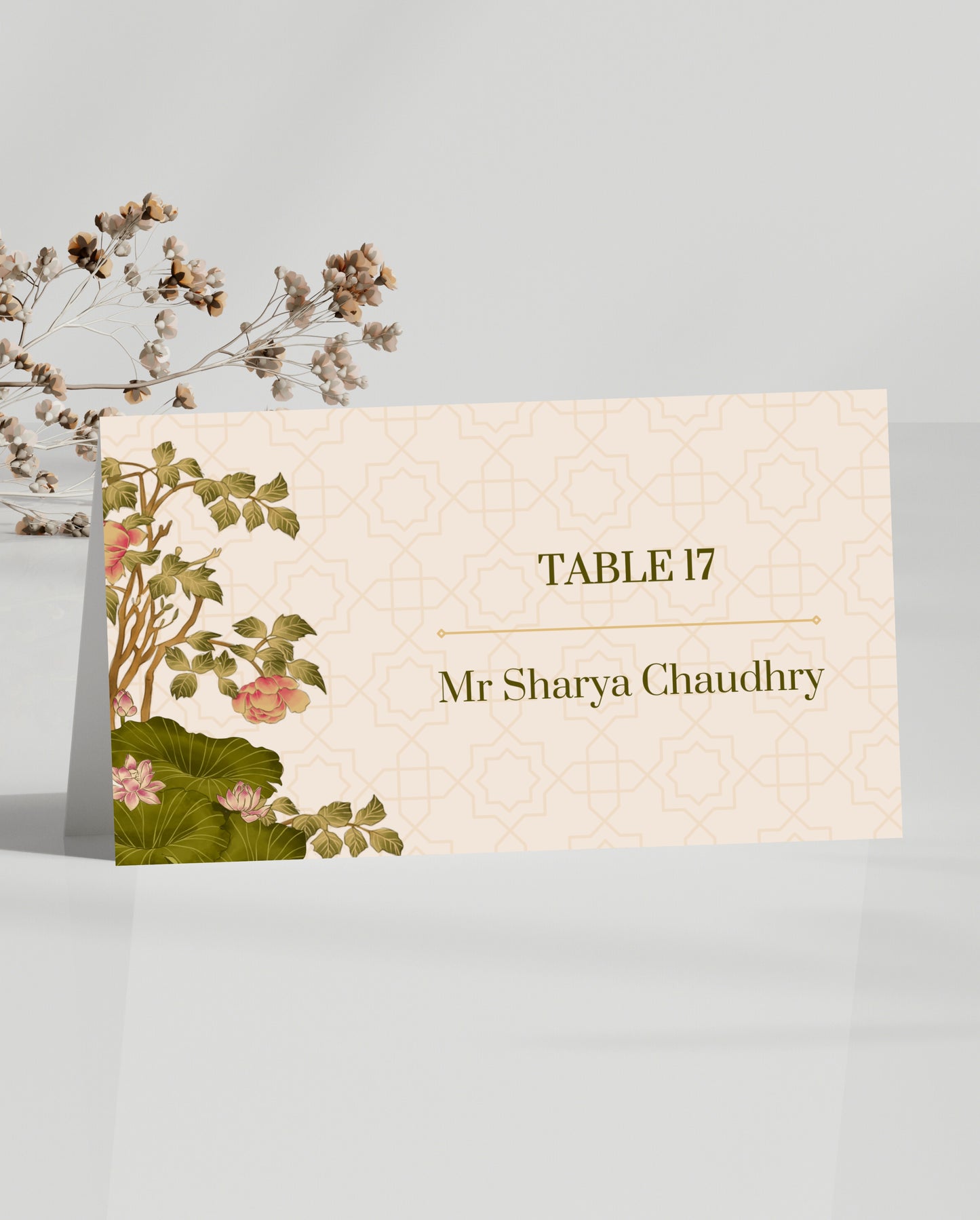 Geometric Botanical Place Card