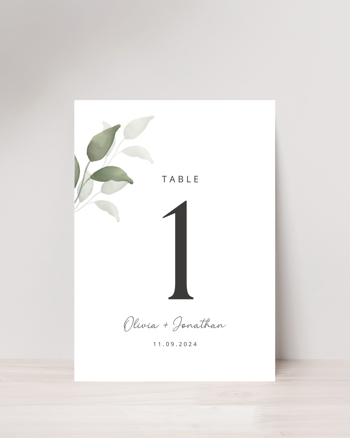 Green Leaf Minimal Table Numbers