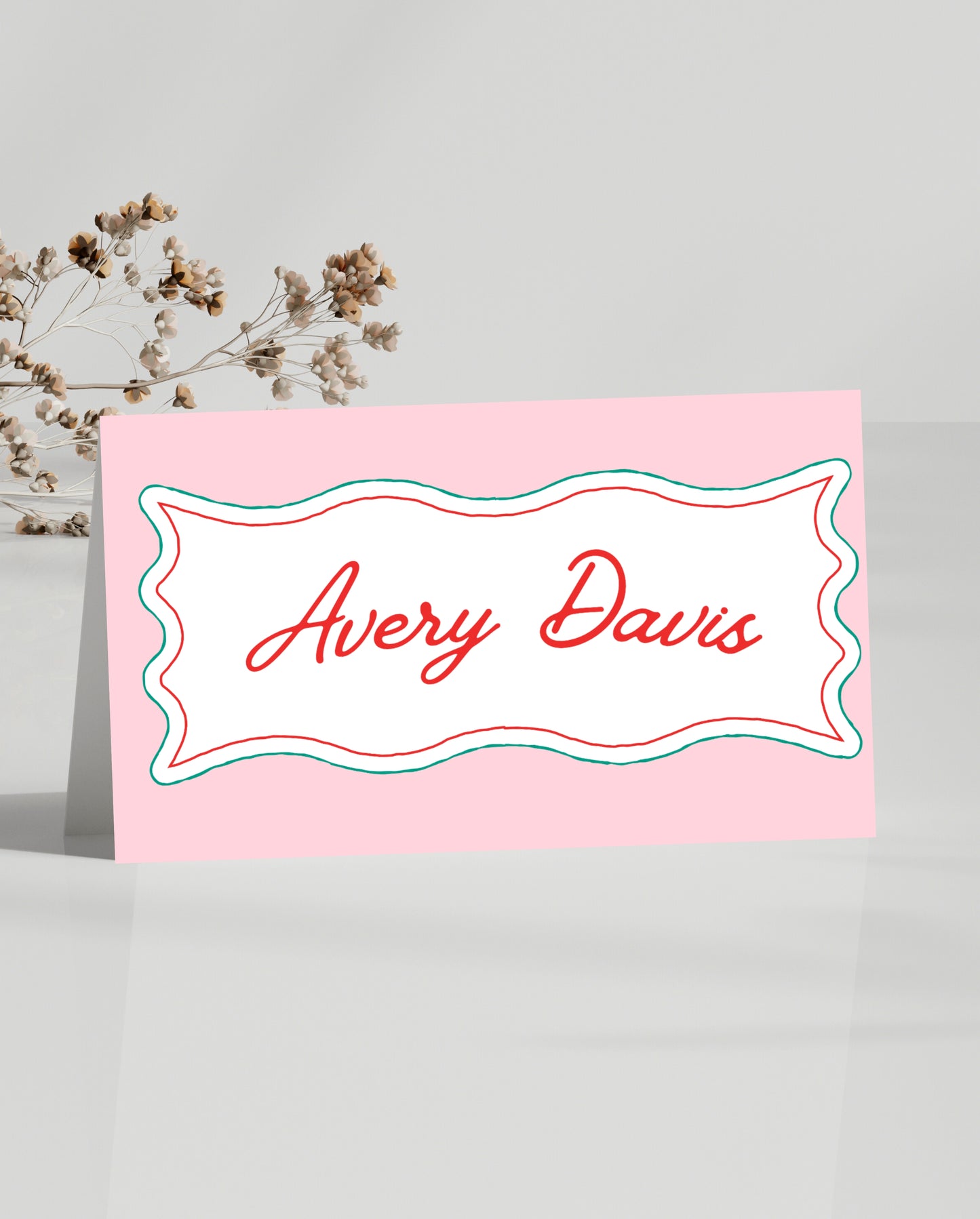 Whimsical Pink Place Card