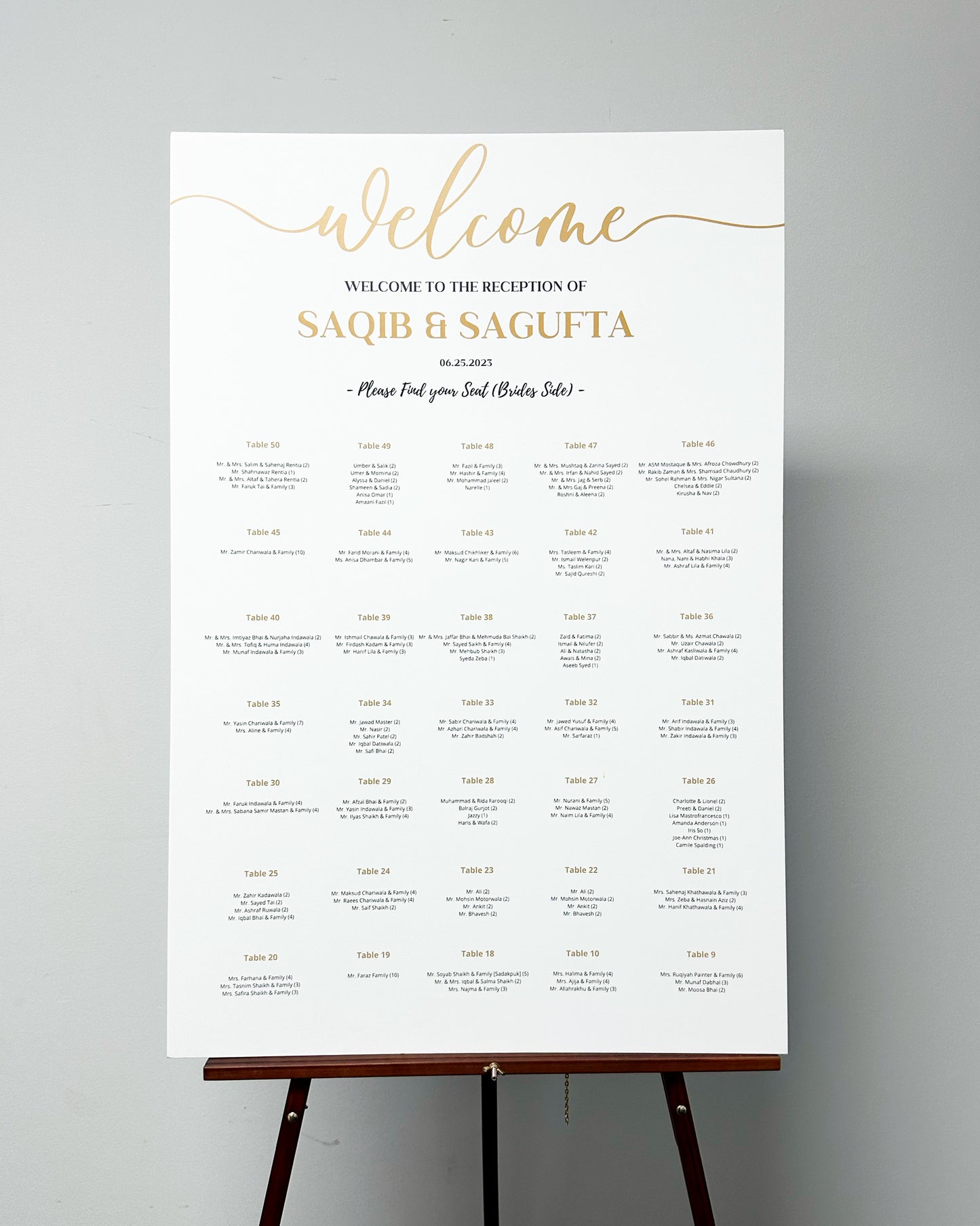 Black & Gold Minimal Seating Chart