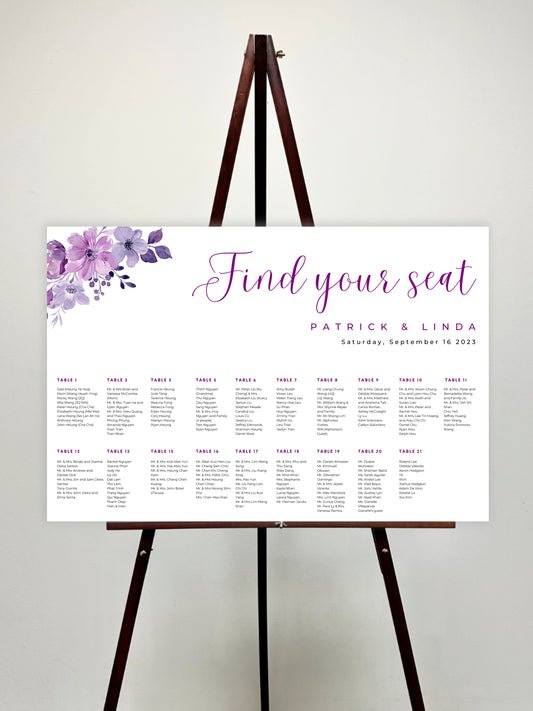 Lavender Floral Seating Chart