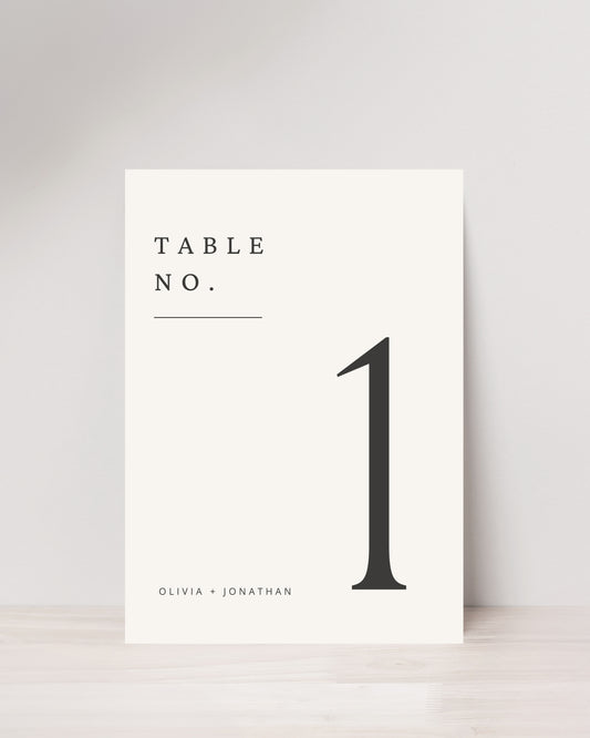 Minimal Beige Table Numbers