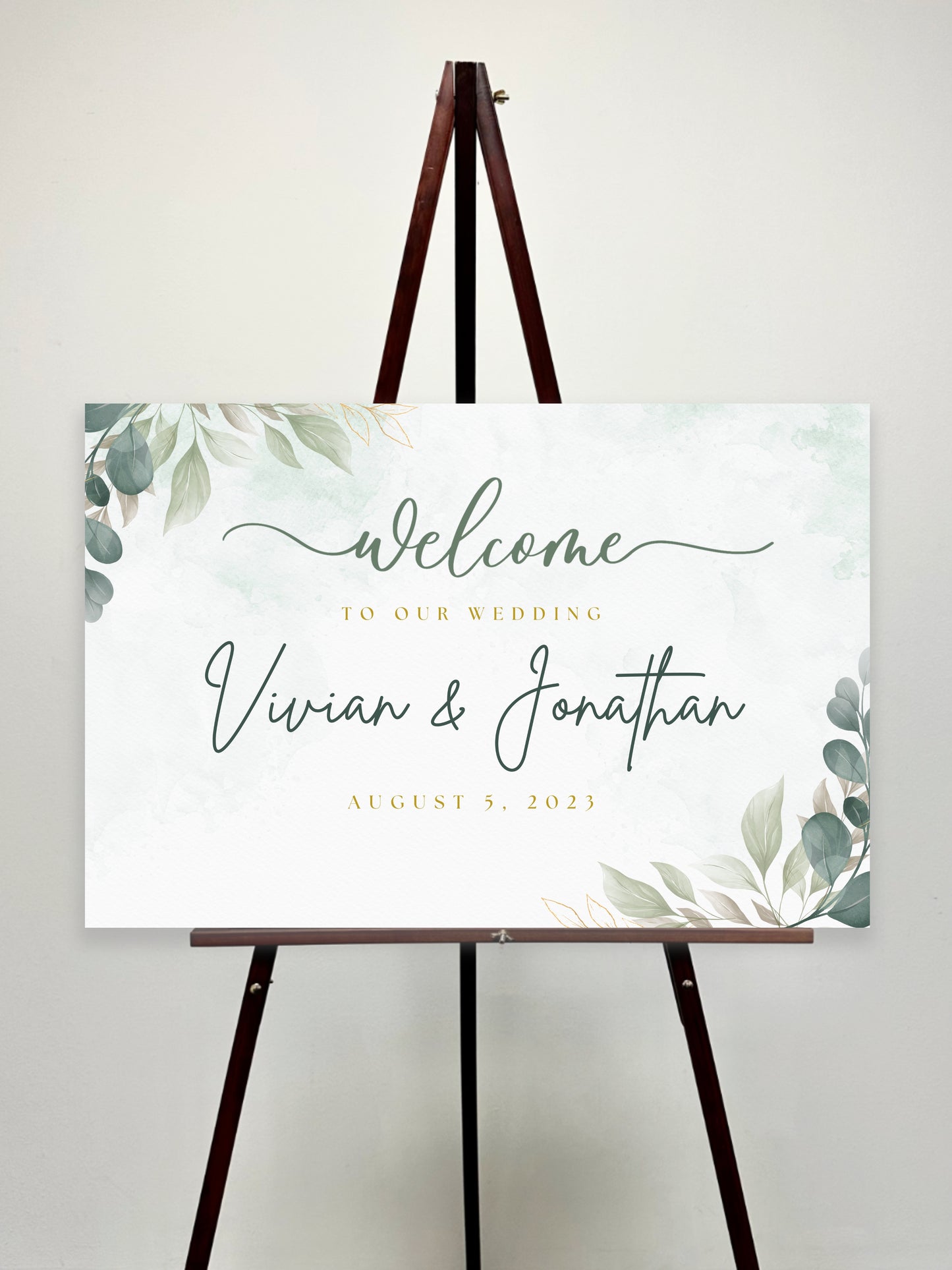 Green Floral Welcome Sign