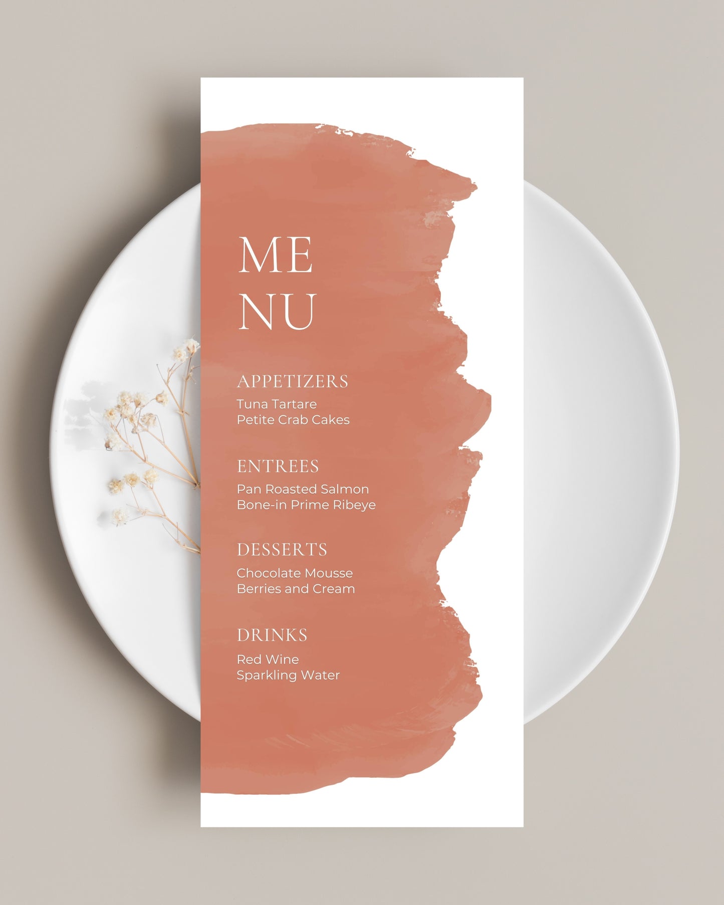 Minimal Watercolour Menu Cards