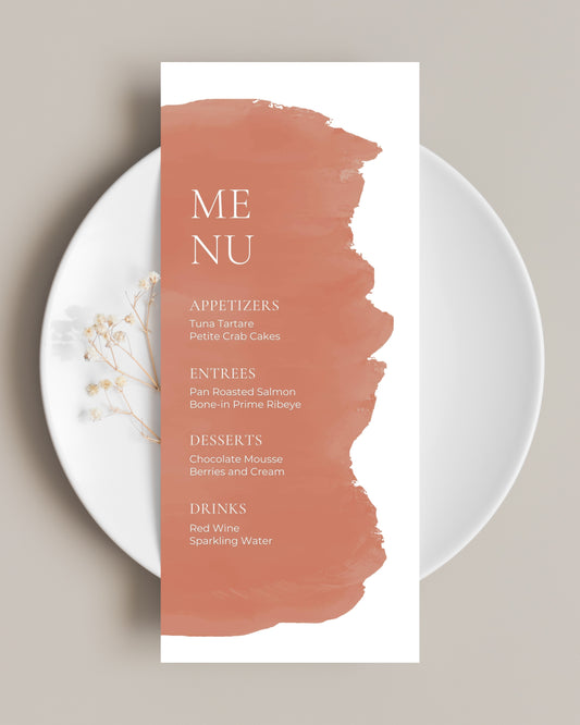 Minimal Watercolour Menu Cards