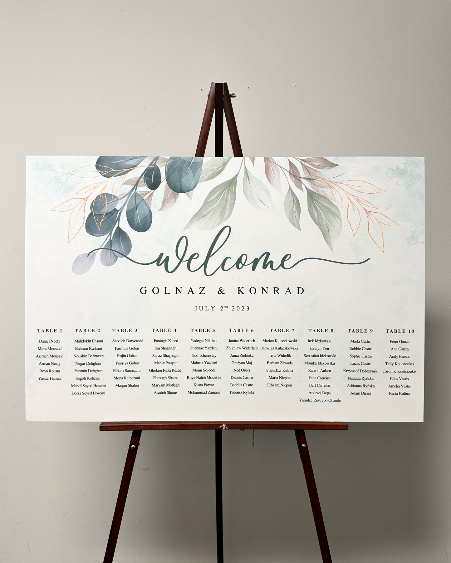 Welcome Green Floral Top Seating Chart