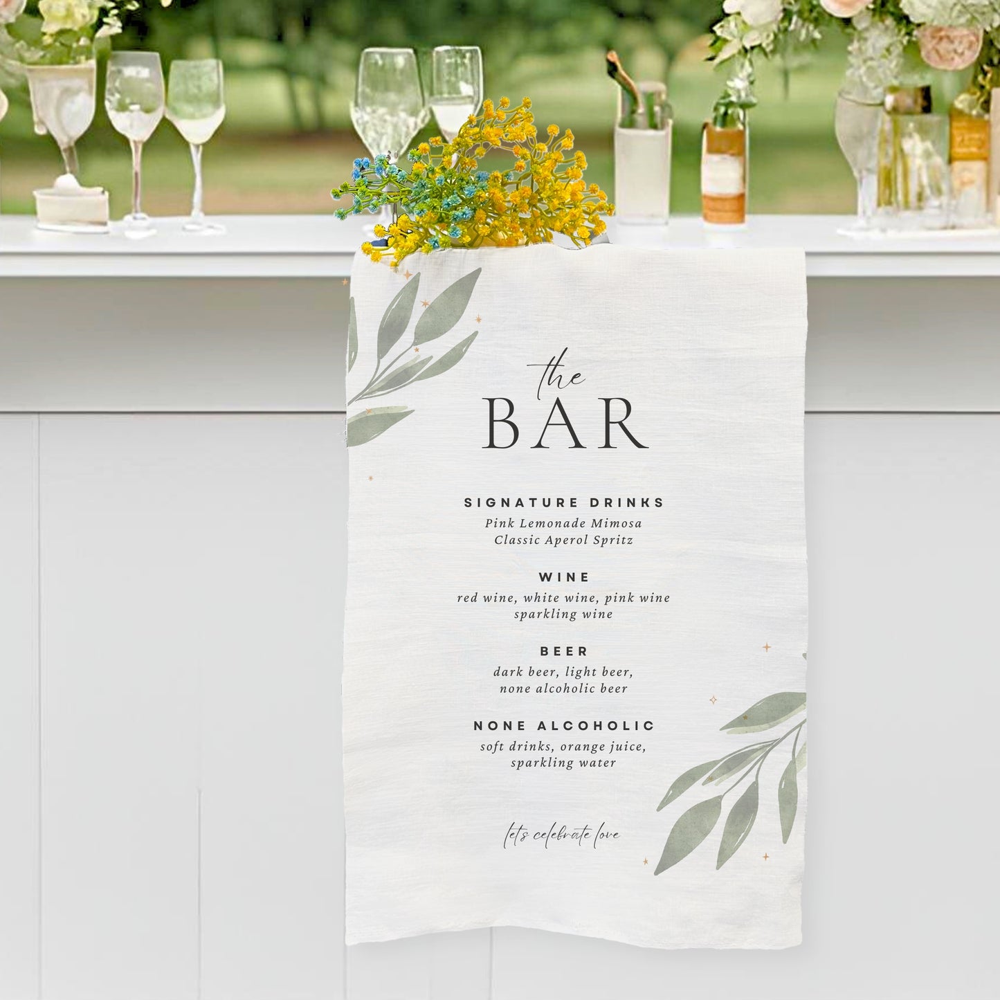 The Bar Leaf Fabric Bar sign