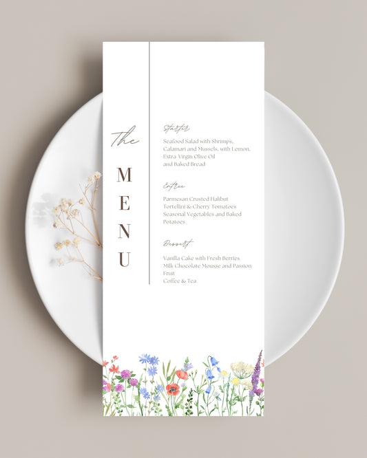 The Menu Floral Menu Cards