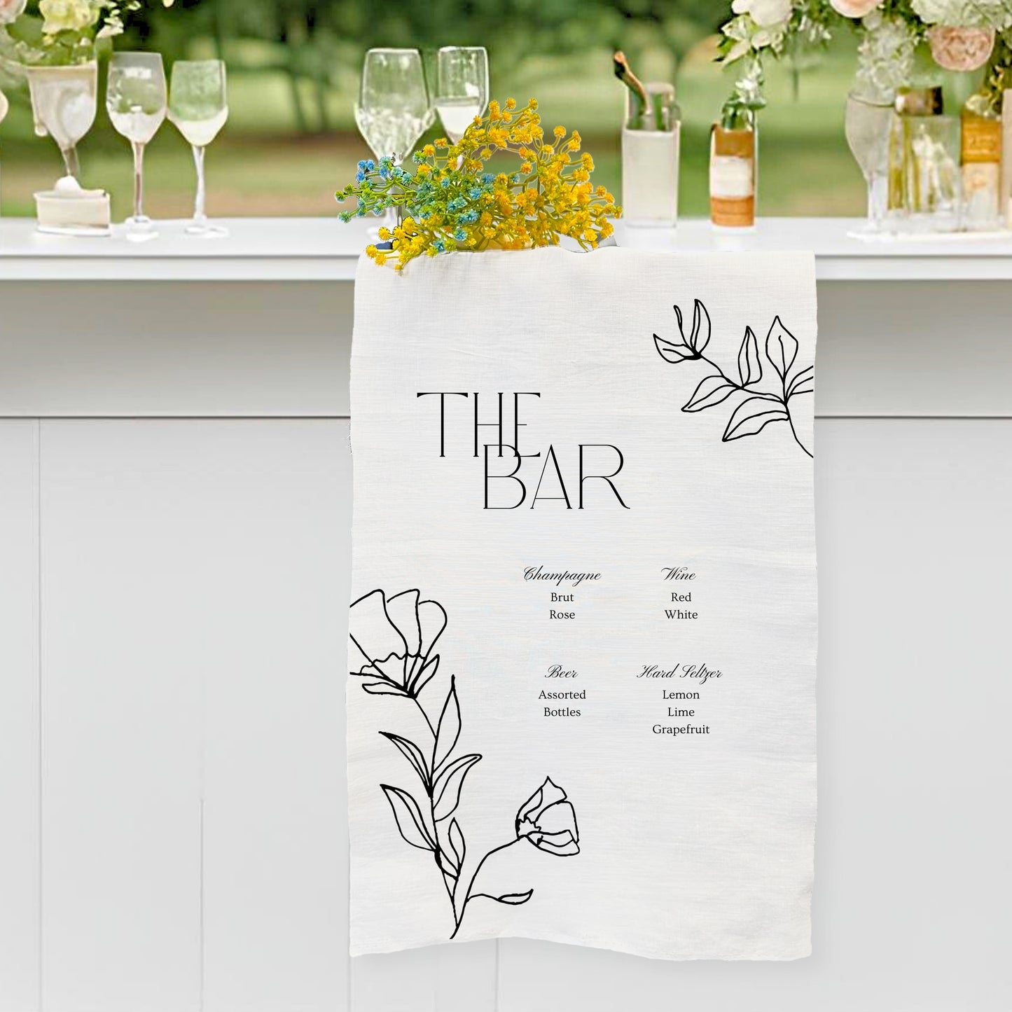 The Bar Leaf Sketch Fabric Bar sign