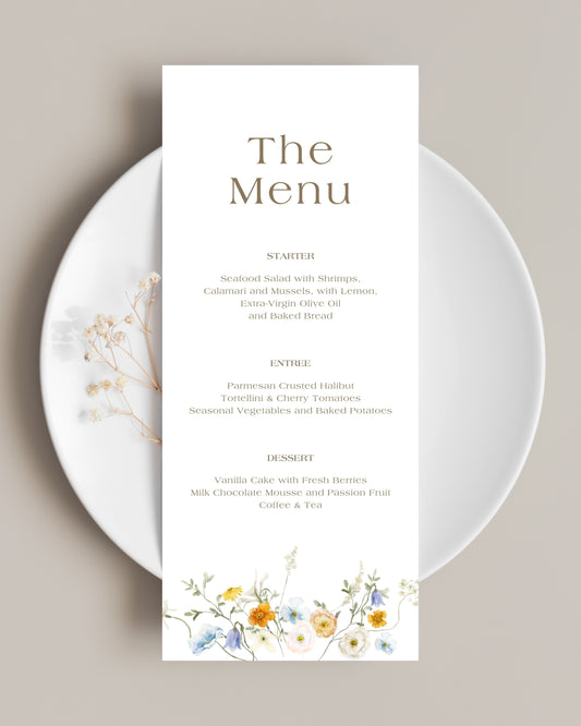 Floral Base Menu Cards