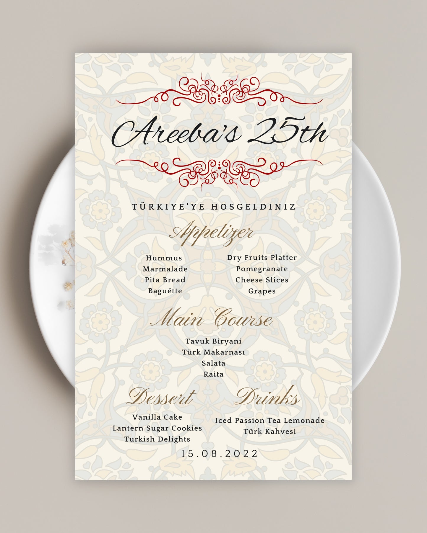 Royal Menu Cards