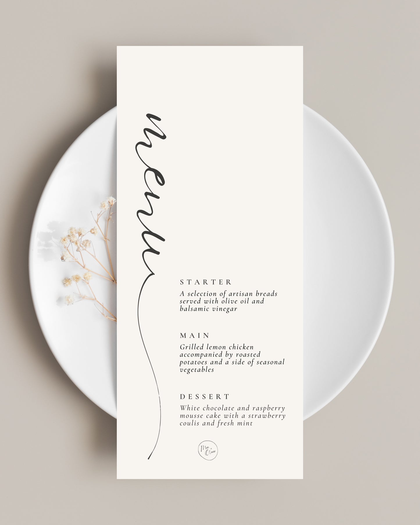 Minimal Vertical Menu Cards