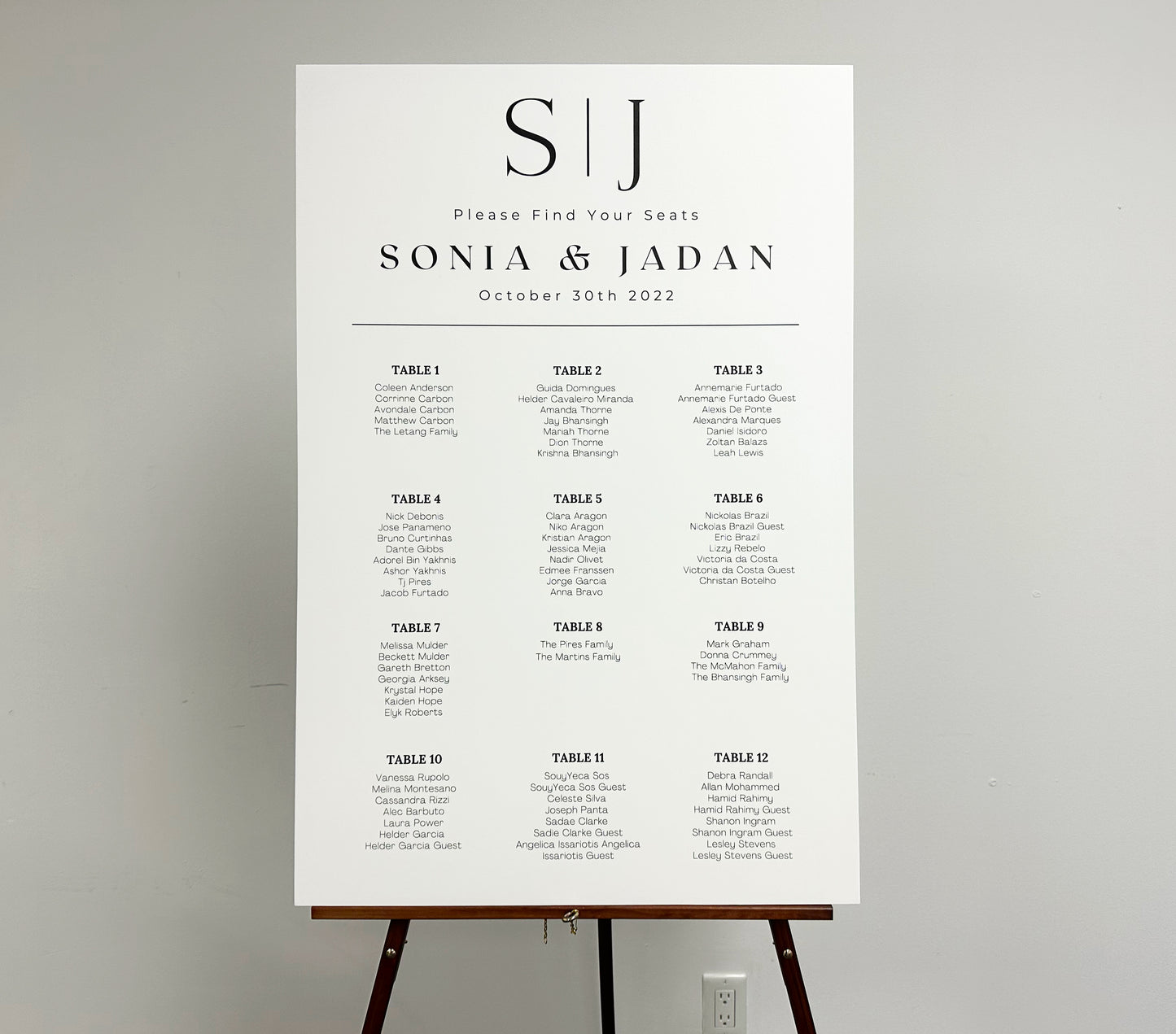 Initial Top Minimal Seating Chart