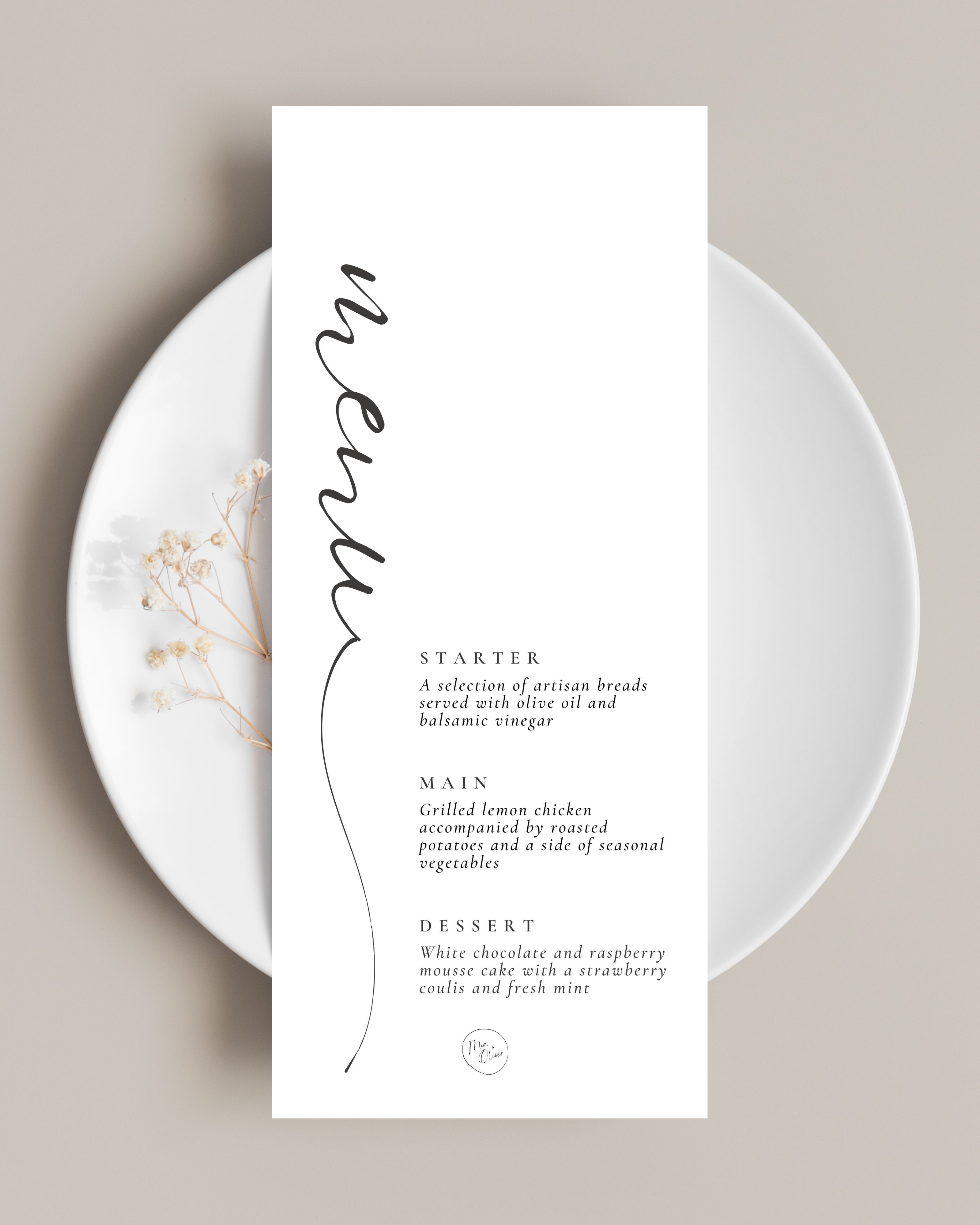 Minimal Vertical Menu Cards – Custom Boards Toronto