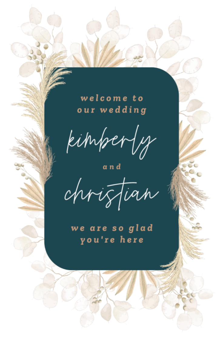 Boho Pampas Welcome Sign