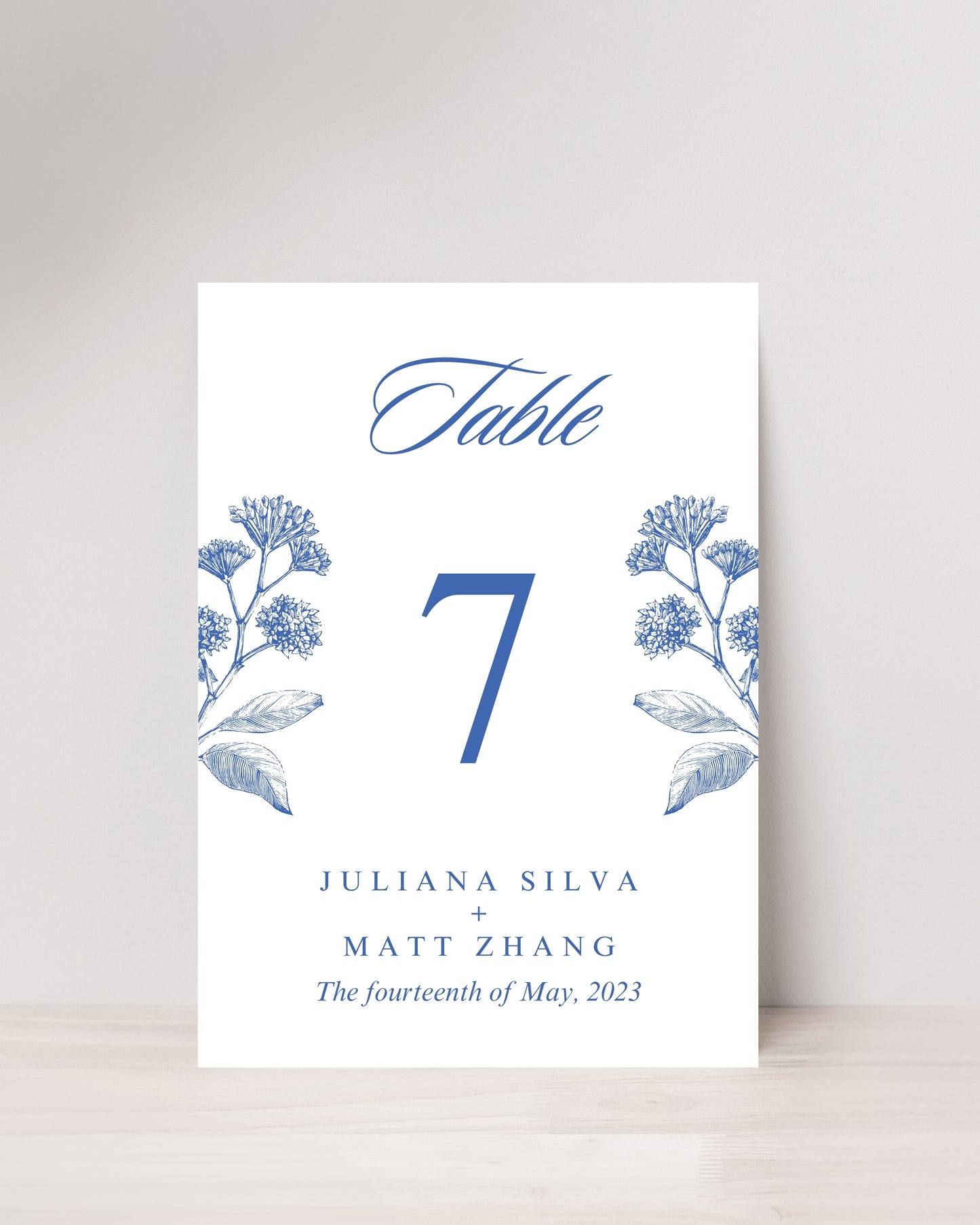 Blue Botanical Table Numbers