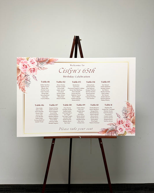 Floral Mauve Horizontal Seating Chart