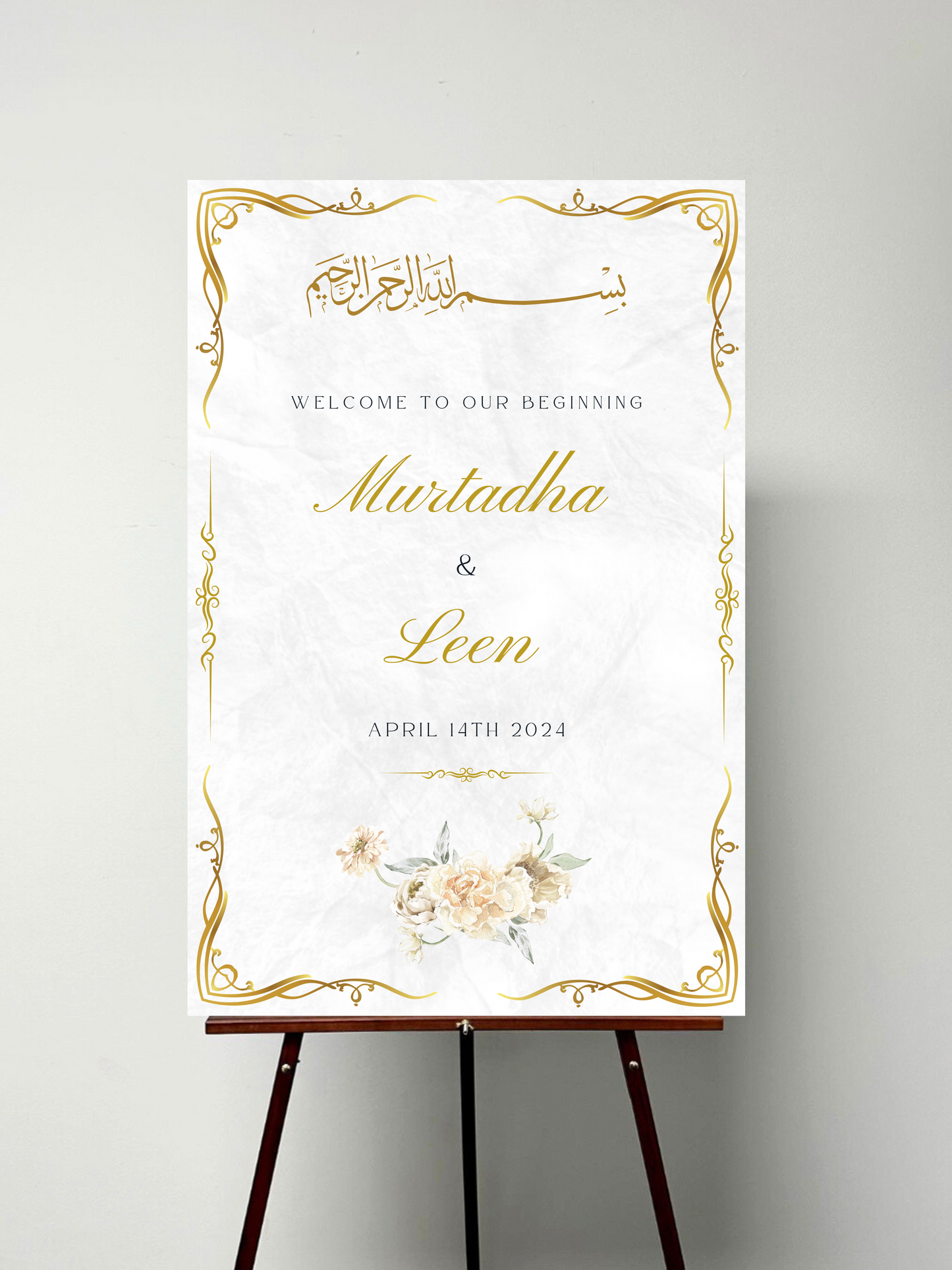 Nikkah Gold Welcome Sign