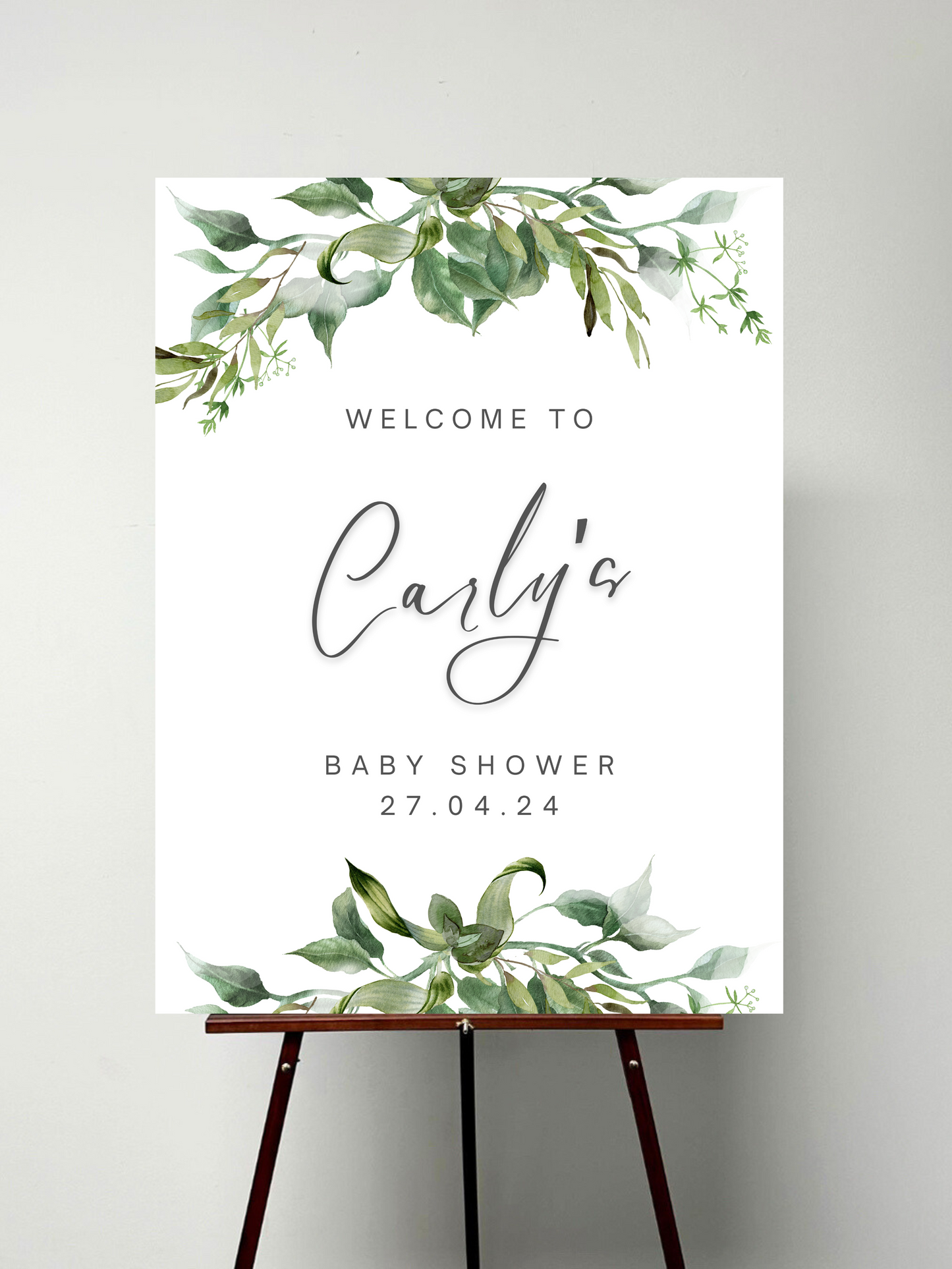 Green Floral Baby Shower Welcome Sign