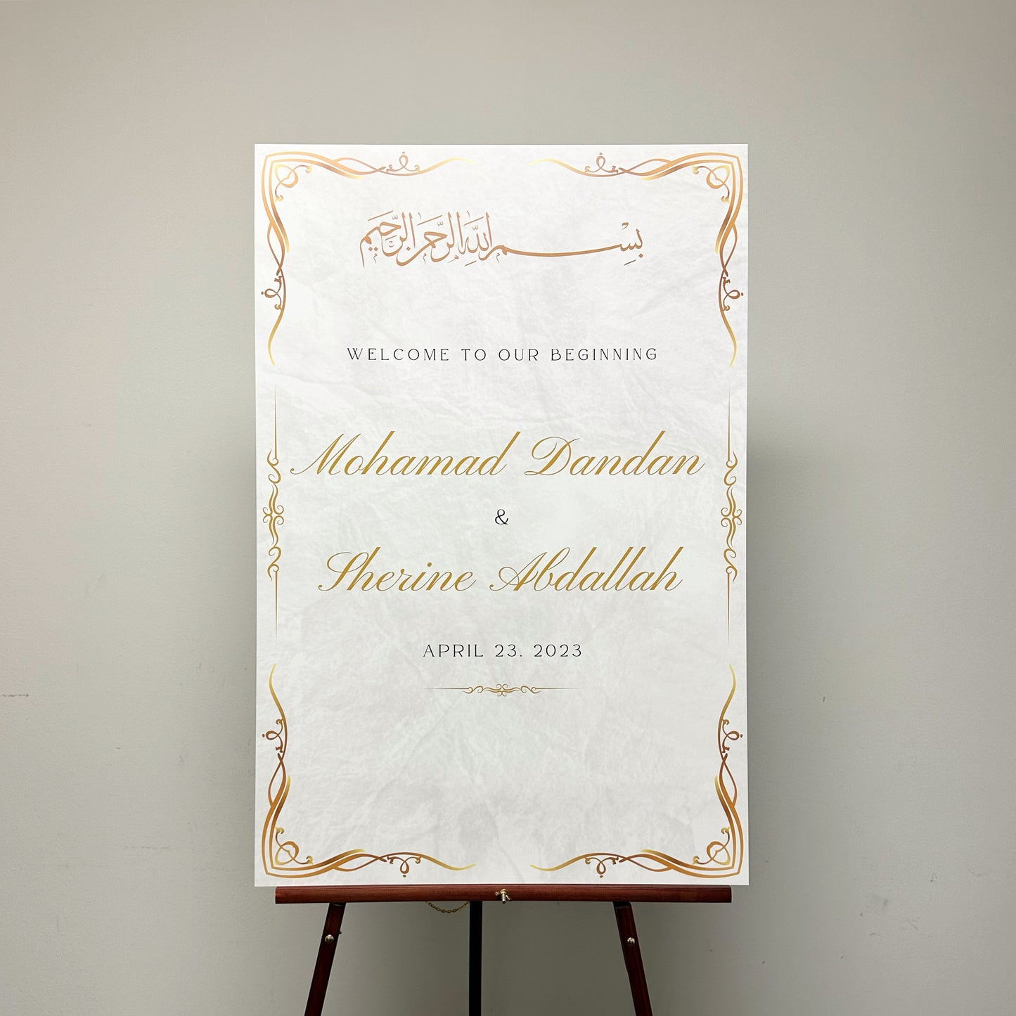 Nikkah Gold Welcome Sign