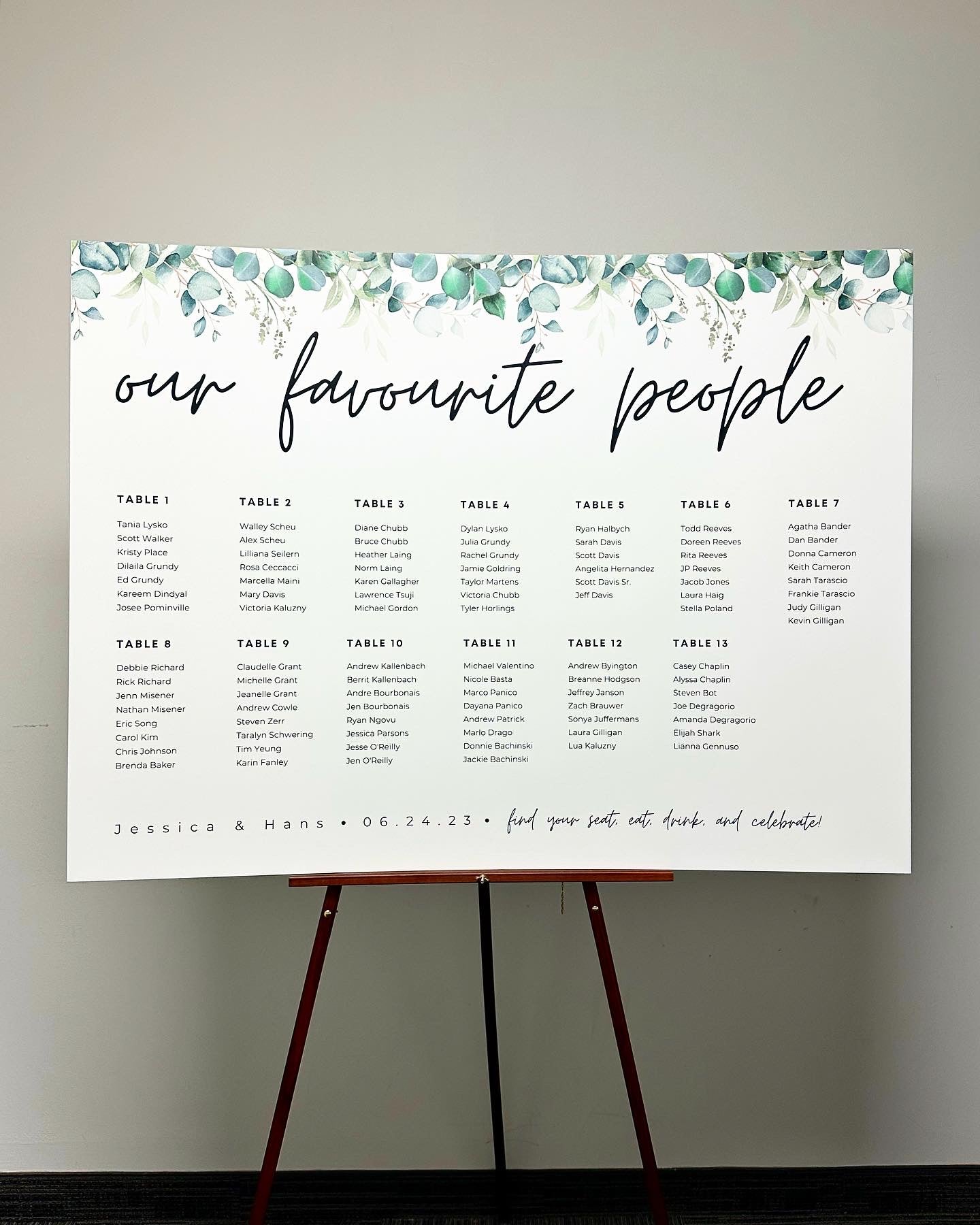 Minimal Green Floral Top Seating Chart