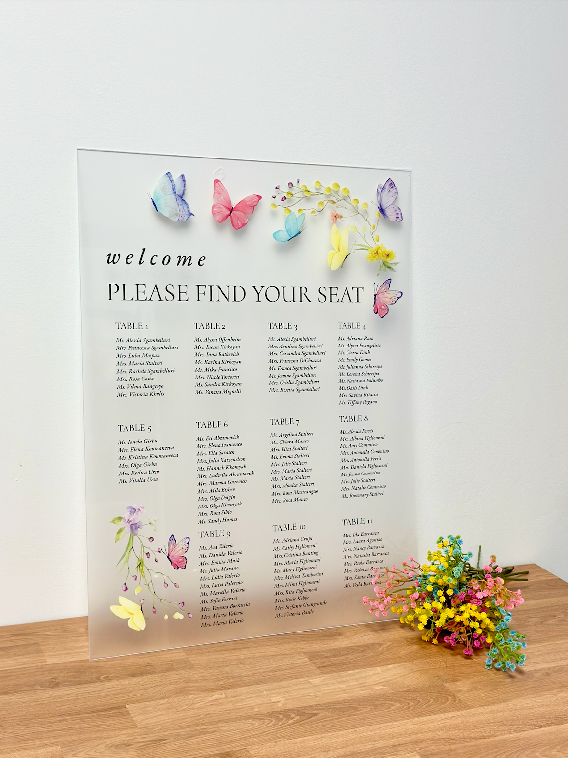 Minimal Floral Acrylic Seating Chart