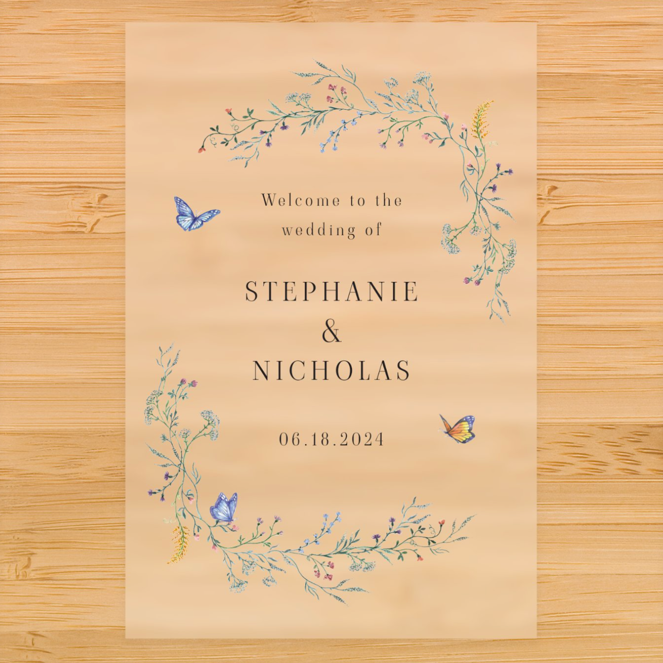 Floral Butterfly Welcome Sign