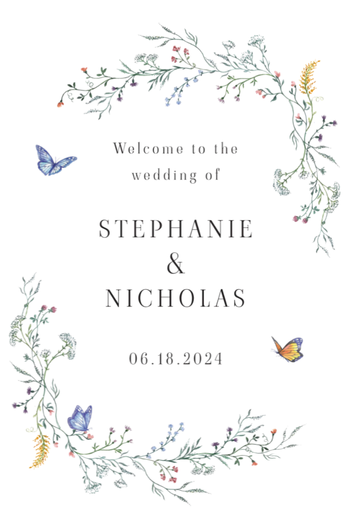 Floral Butterfly Welcome Sign