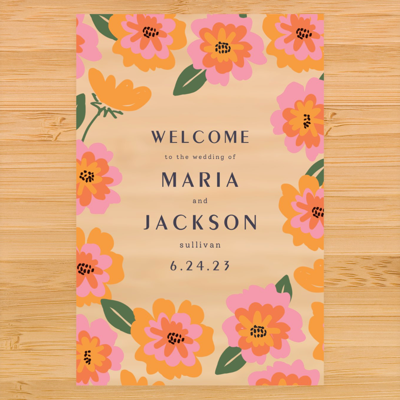 Floral Pop Art Welcome Sign