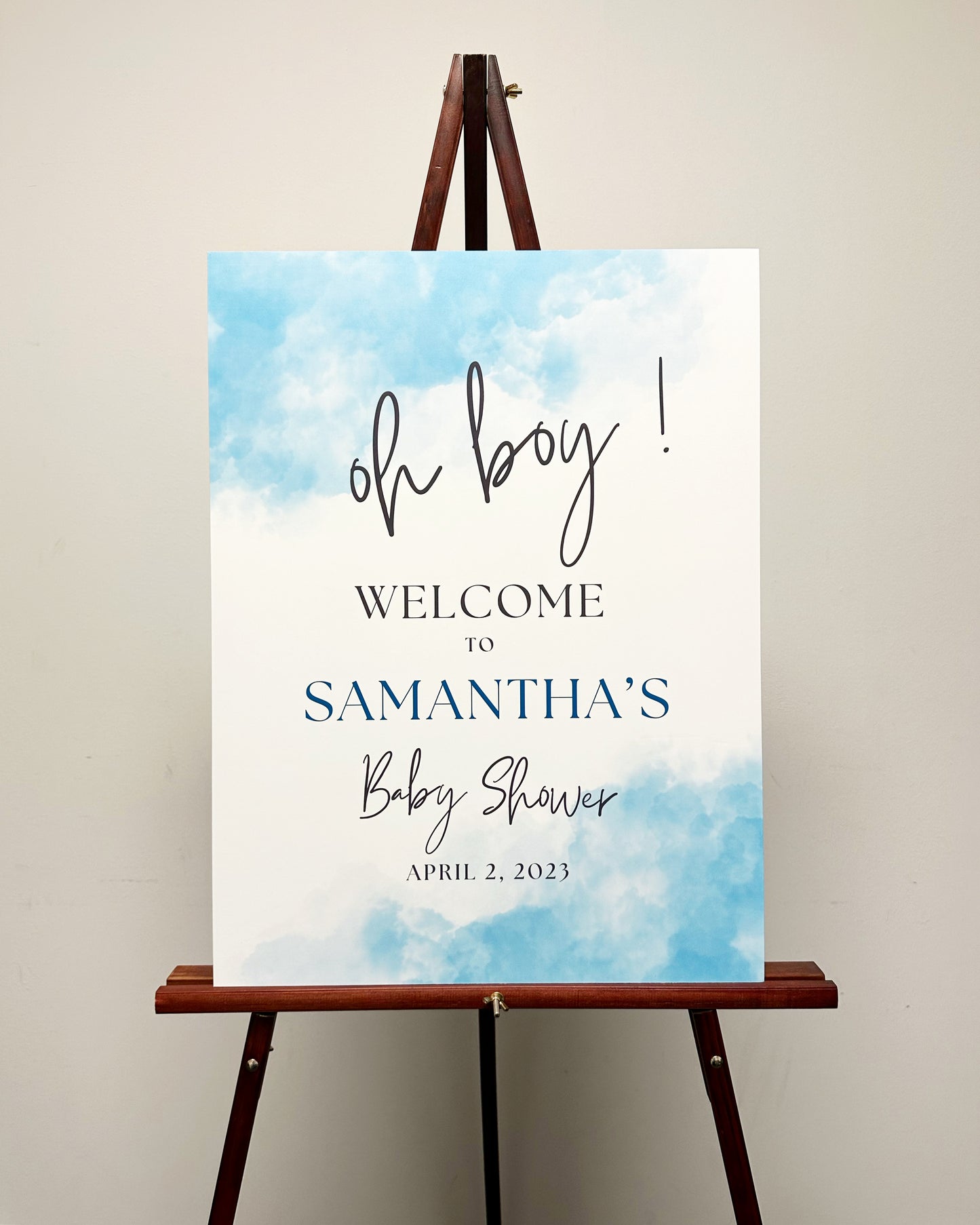 Oh Boy! Blue Baby Shower Welcome Sign