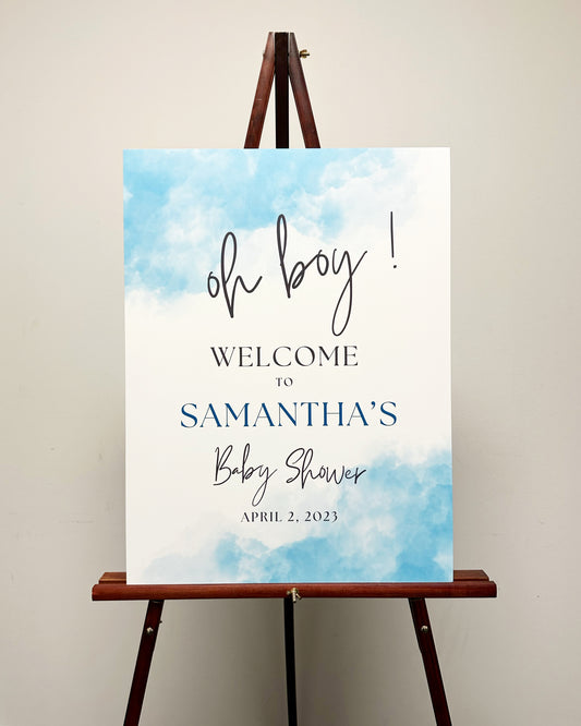 Oh Boy! Blue Baby Shower Welcome Sign