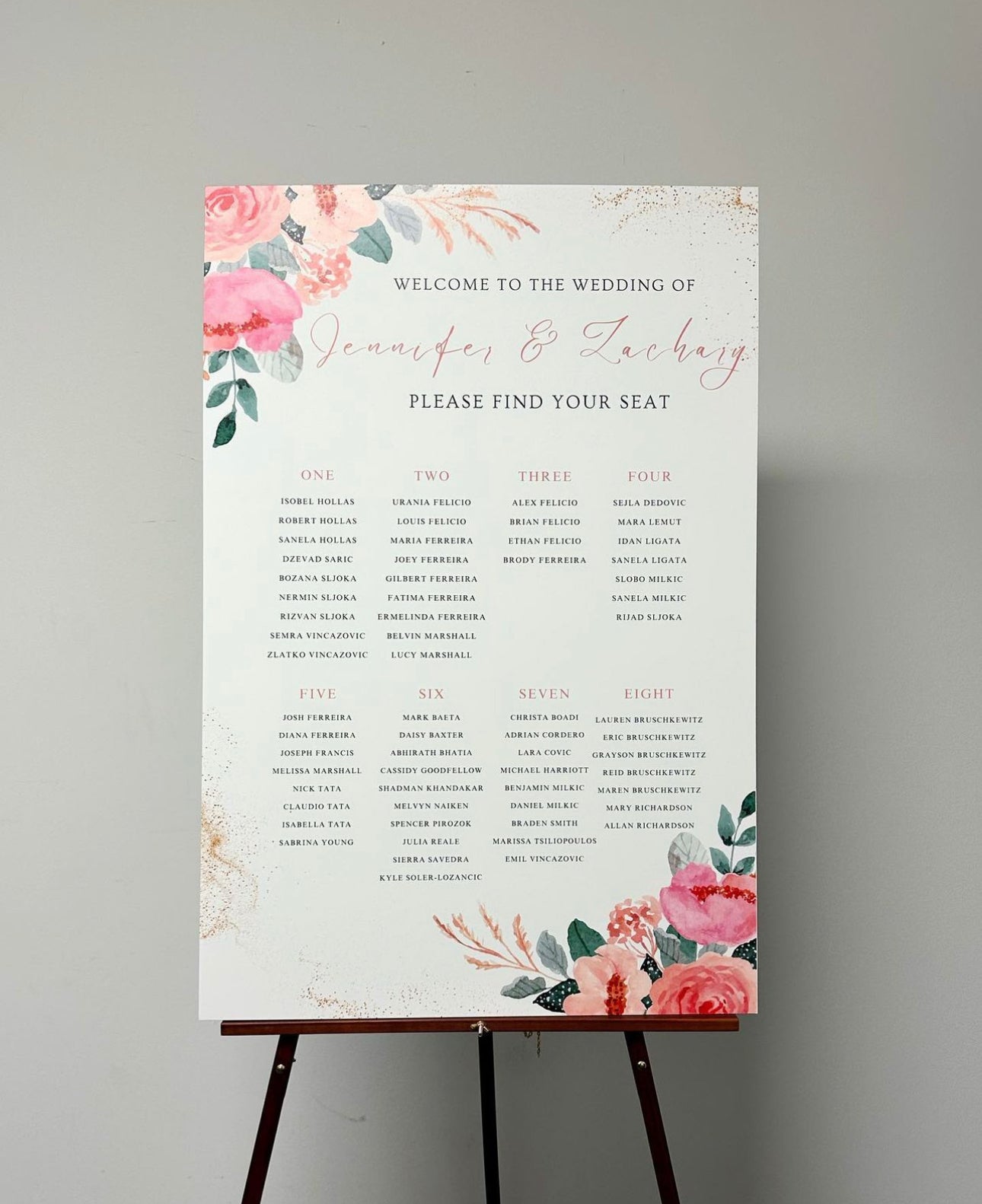 Pink & Peach Floral Seating Chart