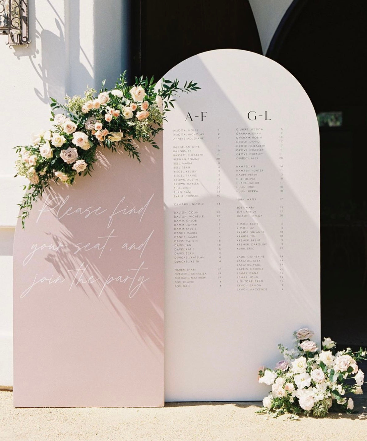 Arch + Slit Arch | Welcome Sign + Seating Chart - LARGE