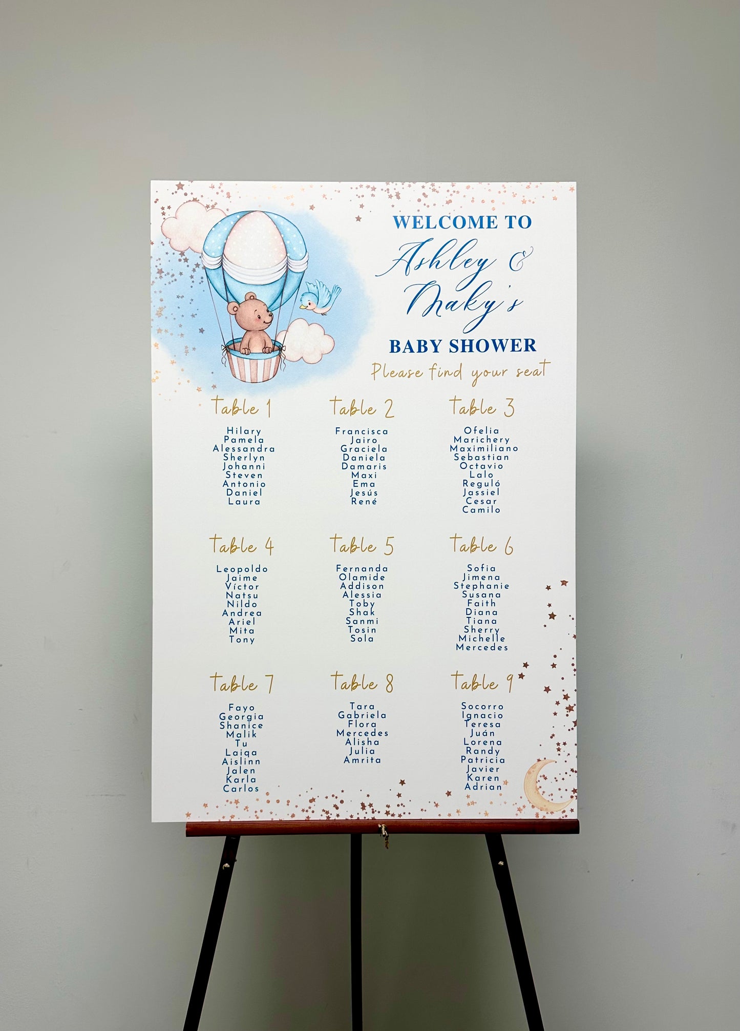 Baby Shower Seating Chart