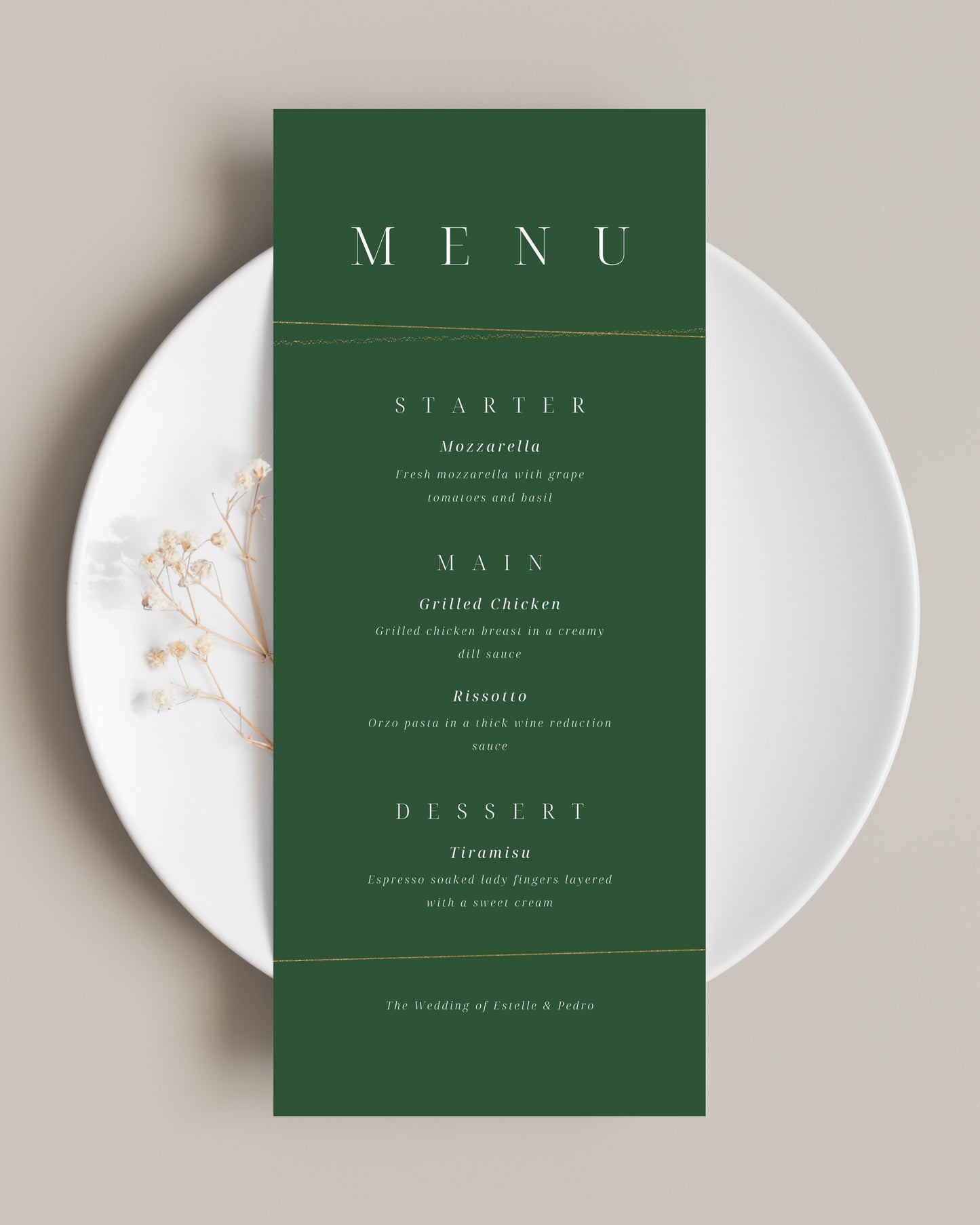 Minimal Green Menu Cards