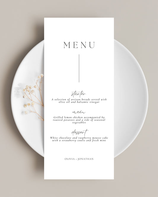 Minimal Menu Cards