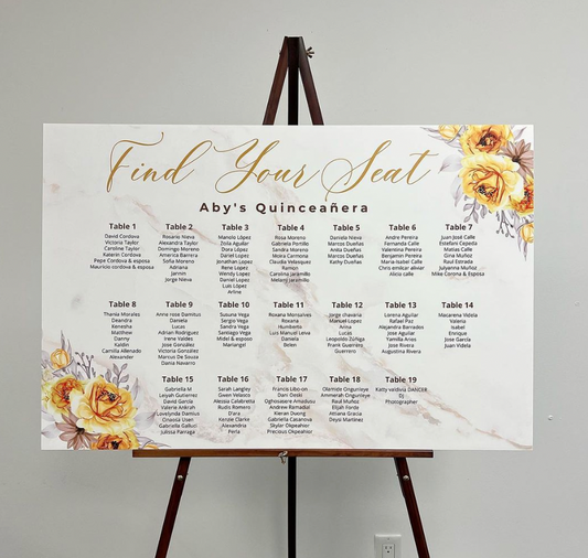 Silver & Gold Quinceañera Seating Chart