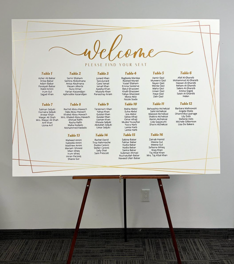 Gold Geometric Border Seating Chart